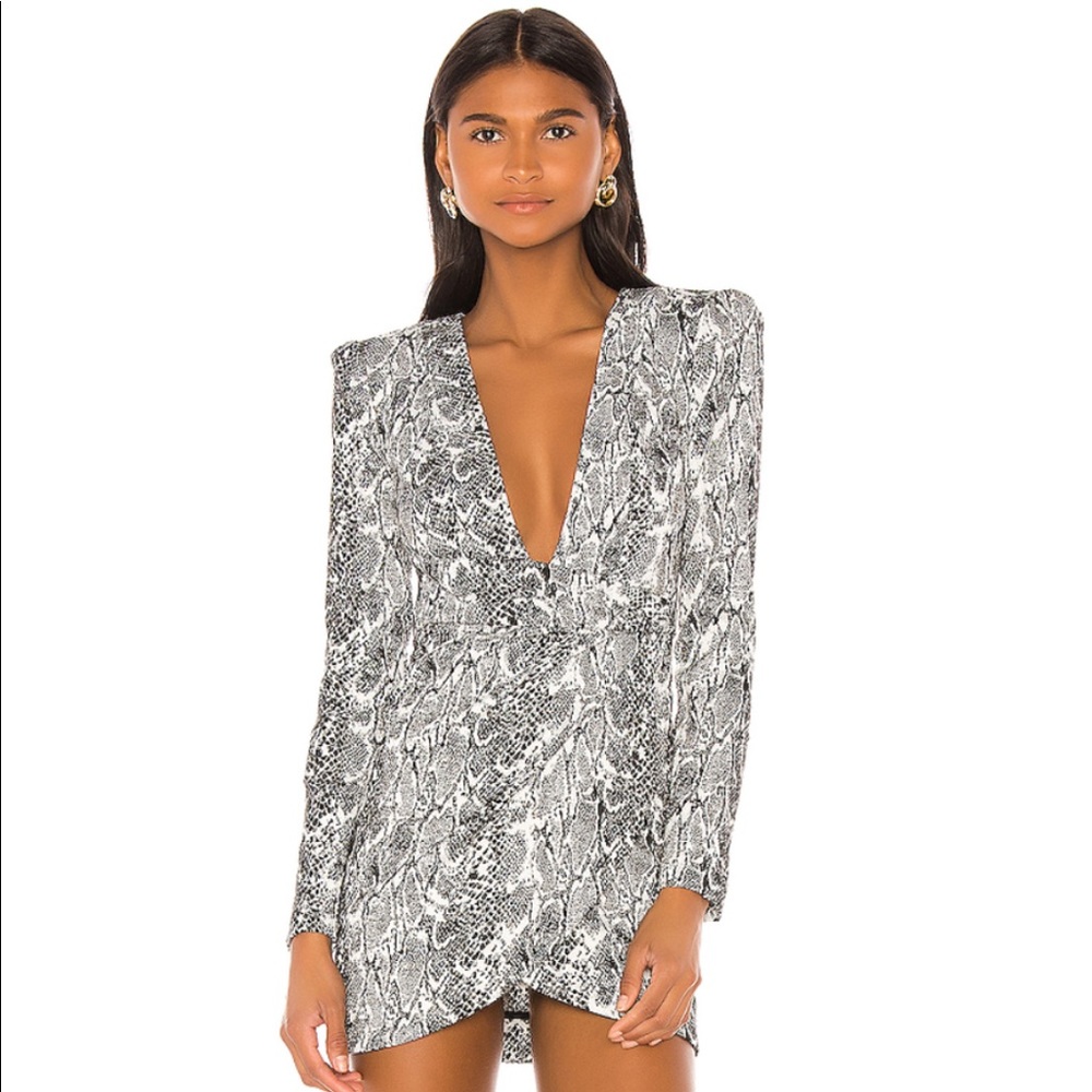 NBD Jamie Mini Dress in black & white snake